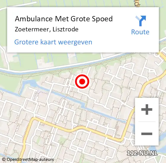 Locatie op kaart van de 112 melding: Ambulance Met Grote Spoed Naar Zoetermeer, Lisztrode op 29 oktober 2023 09:14