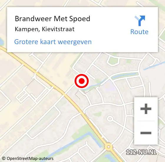Locatie op kaart van de 112 melding: Brandweer Met Spoed Naar Kampen, Kievitstraat op 29 oktober 2023 09:48
