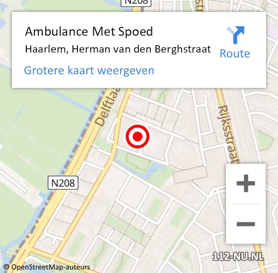 Locatie op kaart van de 112 melding: Ambulance Met Spoed Naar Haarlem, Herman van den Berghstraat op 29 oktober 2023 10:28