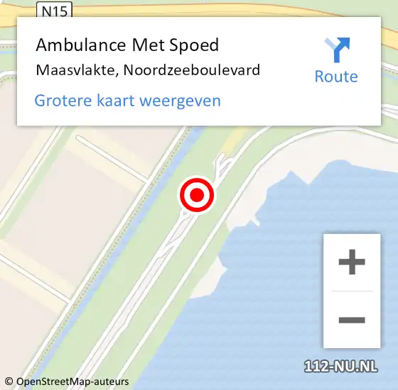 Locatie op kaart van de 112 melding: Ambulance Met Spoed Naar Maasvlakte, Noordzeeboulevard op 29 oktober 2023 10:47