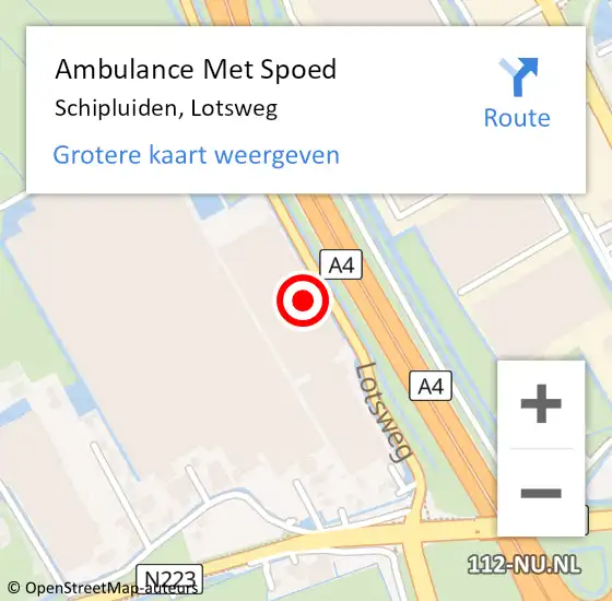 Locatie op kaart van de 112 melding: Ambulance Met Spoed Naar Schipluiden, Lotsweg op 29 oktober 2023 11:03