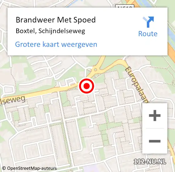 Locatie op kaart van de 112 melding: Brandweer Met Spoed Naar Boxtel, Schijndelseweg op 29 oktober 2023 11:09