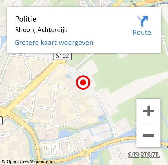 Locatie op kaart van de 112 melding: Politie Rhoon, Achterdijk op 29 oktober 2023 11:16