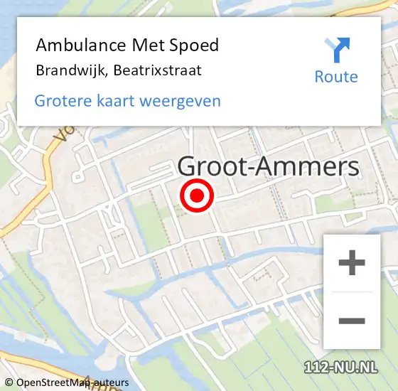 Locatie op kaart van de 112 melding: Ambulance Met Spoed Naar Brandwijk, Beatrixstraat op 29 oktober 2023 11:17