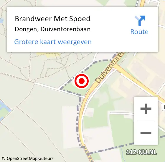 Locatie op kaart van de 112 melding: Brandweer Met Spoed Naar Dongen, Duiventorenbaan op 29 oktober 2023 11:28