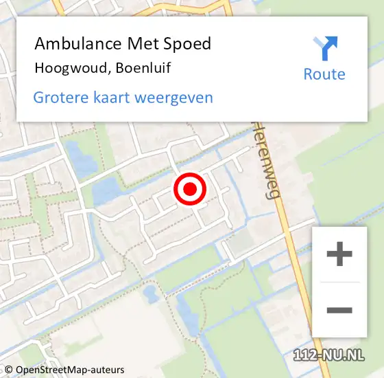 Locatie op kaart van de 112 melding: Ambulance Met Spoed Naar Hoogwoud, Boenluif op 29 oktober 2023 11:56