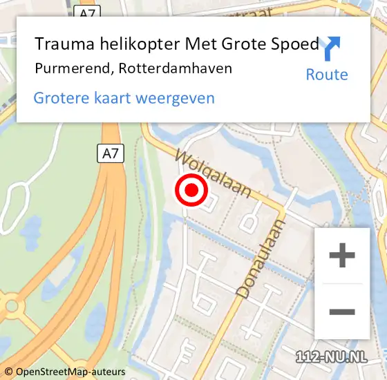 Locatie op kaart van de 112 melding: Trauma helikopter Met Grote Spoed Naar Purmerend, Rotterdamhaven op 29 oktober 2023 11:57