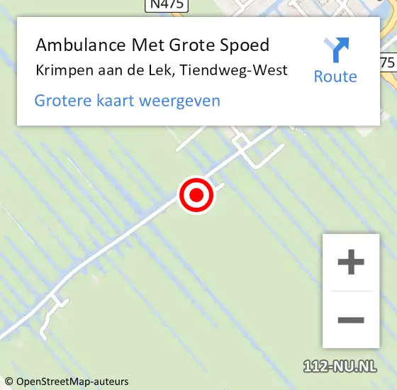 Locatie op kaart van de 112 melding: Ambulance Met Grote Spoed Naar Krimpen aan de Lek, Tiendweg-West op 29 oktober 2023 11:57