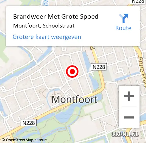 Locatie op kaart van de 112 melding: Brandweer Met Grote Spoed Naar Montfoort, Schoolstraat op 29 oktober 2023 11:58