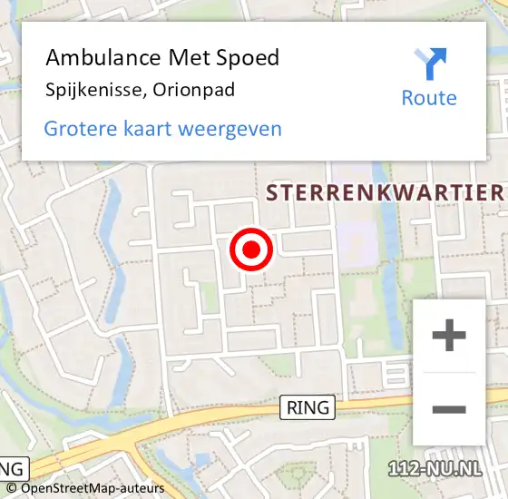 Locatie op kaart van de 112 melding: Ambulance Met Spoed Naar Spijkenisse, Orionpad op 29 oktober 2023 12:01