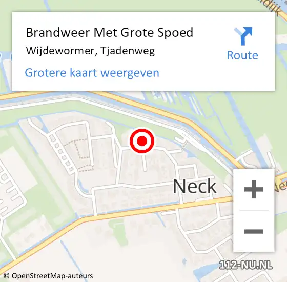 Locatie op kaart van de 112 melding: Brandweer Met Grote Spoed Naar Wijdewormer, Tjadenweg op 29 oktober 2023 12:06