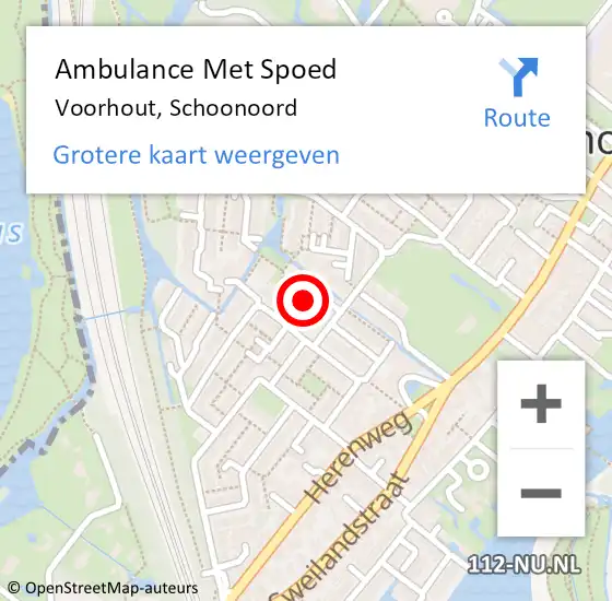 Locatie op kaart van de 112 melding: Ambulance Met Spoed Naar Voorhout, Schoonoord op 29 oktober 2023 12:09