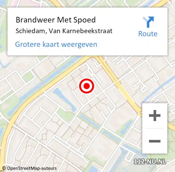 Locatie op kaart van de 112 melding: Brandweer Met Spoed Naar Schiedam, Van Karnebeekstraat op 29 oktober 2023 12:23