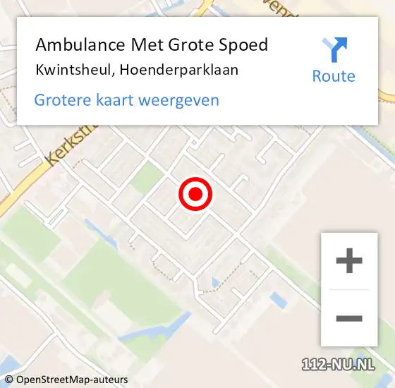 Locatie op kaart van de 112 melding: Ambulance Met Grote Spoed Naar Kwintsheul, Hoenderparklaan op 29 oktober 2023 12:46