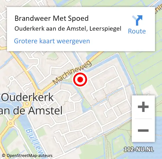 Locatie op kaart van de 112 melding: Brandweer Met Spoed Naar Ouderkerk aan de Amstel, Leerspiegel op 29 oktober 2023 12:49