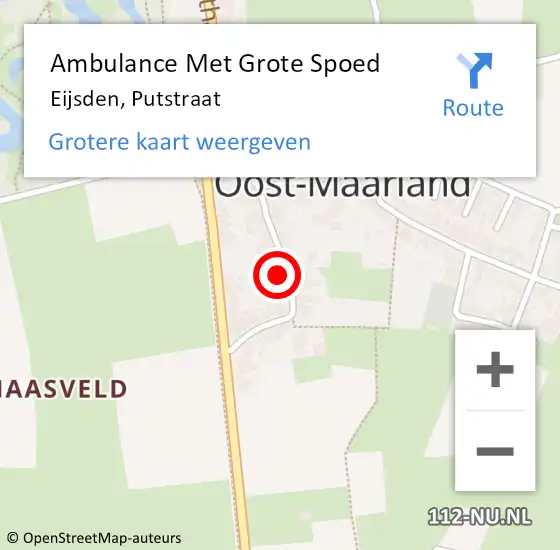 Locatie op kaart van de 112 melding: Ambulance Met Grote Spoed Naar Eijsden, Putstraat op 13 september 2014 09:07