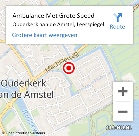 Locatie op kaart van de 112 melding: Ambulance Met Grote Spoed Naar Ouderkerk aan de Amstel, Leerspiegel op 29 oktober 2023 13:08