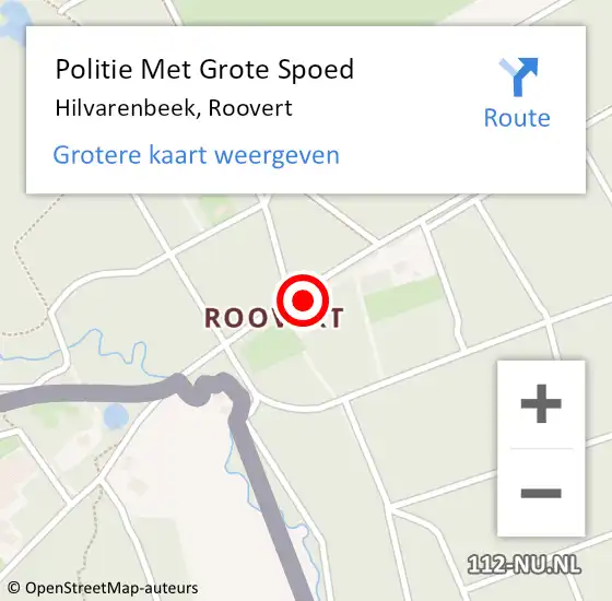 Locatie op kaart van de 112 melding: Politie Met Grote Spoed Naar Hilvarenbeek, Roovert op 29 oktober 2023 13:25