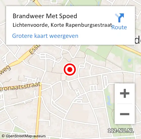 Locatie op kaart van de 112 melding: Brandweer Met Spoed Naar Lichtenvoorde, Korte Rapenburgsestraat op 29 oktober 2023 14:26