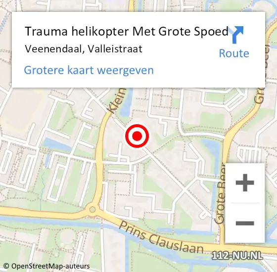 Locatie op kaart van de 112 melding: Trauma helikopter Met Grote Spoed Naar Veenendaal, Valleistraat op 29 oktober 2023 14:33