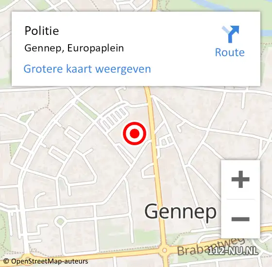 Locatie op kaart van de 112 melding: Politie Gennep, Europaplein op 29 oktober 2023 14:34