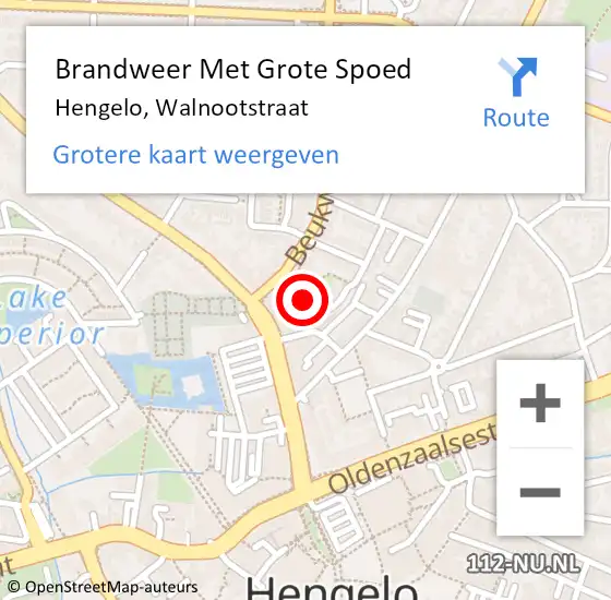 Locatie op kaart van de 112 melding: Brandweer Met Grote Spoed Naar Hengelo, Walnootstraat op 29 oktober 2023 14:39