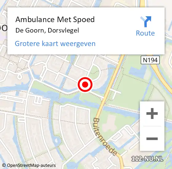 Locatie op kaart van de 112 melding: Ambulance Met Spoed Naar De Goorn, Dorsvlegel op 29 oktober 2023 14:39