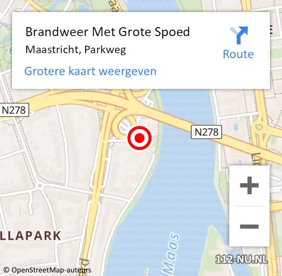 Locatie op kaart van de 112 melding: Brandweer Met Grote Spoed Naar Maastricht, Parkweg op 29 oktober 2023 14:42