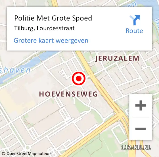 Locatie op kaart van de 112 melding: Politie Met Grote Spoed Naar Tilburg, Lourdesstraat op 29 oktober 2023 14:47