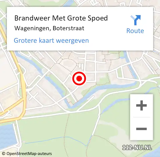 Locatie op kaart van de 112 melding: Brandweer Met Grote Spoed Naar Wageningen, Boterstraat op 29 oktober 2023 14:57