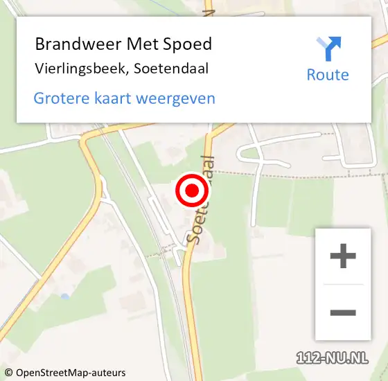 Locatie op kaart van de 112 melding: Brandweer Met Spoed Naar Vierlingsbeek, Soetendaal op 29 oktober 2023 14:57