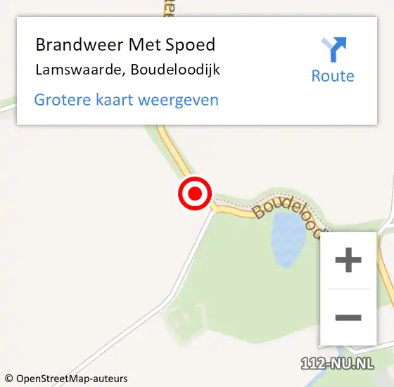 Locatie op kaart van de 112 melding: Brandweer Met Spoed Naar Lamswaarde, Boudeloodijk op 29 oktober 2023 14:58