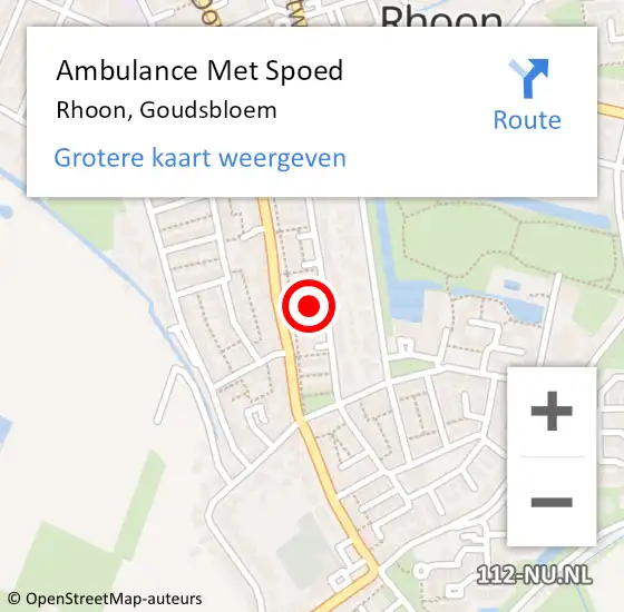 Locatie op kaart van de 112 melding: Ambulance Met Spoed Naar Rhoon, Goudsbloem op 29 oktober 2023 15:17