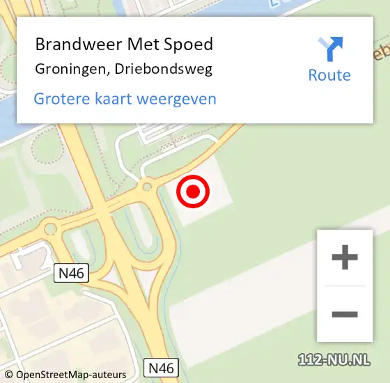 Locatie op kaart van de 112 melding: Brandweer Met Spoed Naar Groningen, Driebondsweg op 29 oktober 2023 15:25