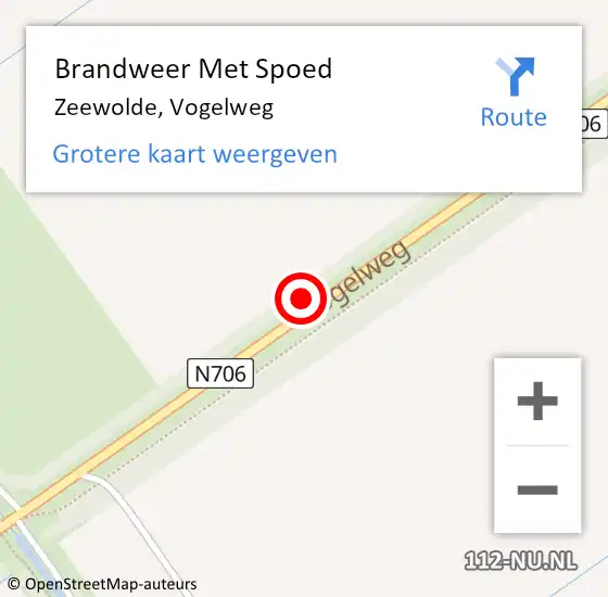 Locatie op kaart van de 112 melding: Brandweer Met Spoed Naar Zeewolde, Vogelweg op 29 oktober 2023 15:58