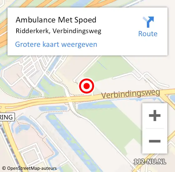 Locatie op kaart van de 112 melding: Ambulance Met Spoed Naar Ridderkerk, Verbindingsweg op 29 oktober 2023 16:01