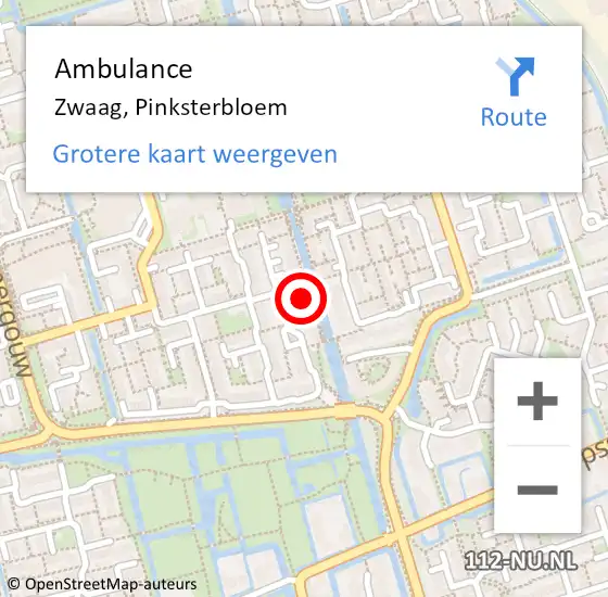 Locatie op kaart van de 112 melding: Ambulance Zwaag, Pinksterbloem op 29 oktober 2023 16:14