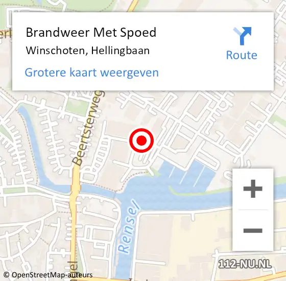Locatie op kaart van de 112 melding: Brandweer Met Spoed Naar Winschoten, Hellingbaan op 29 oktober 2023 16:30