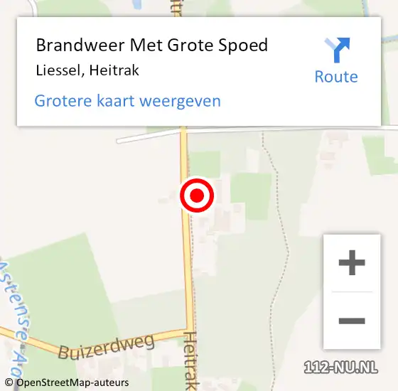 Locatie op kaart van de 112 melding: Brandweer Met Grote Spoed Naar Liessel, Heitrak op 29 oktober 2023 16:52