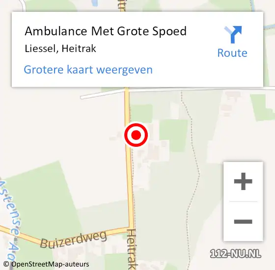 Locatie op kaart van de 112 melding: Ambulance Met Grote Spoed Naar Liessel, Heitrak op 29 oktober 2023 17:03
