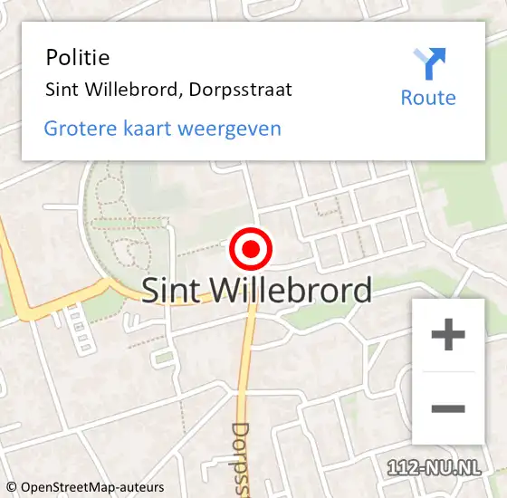 Locatie op kaart van de 112 melding: Politie Sint Willebrord, Dorpsstraat op 29 oktober 2023 17:19