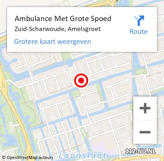 Locatie op kaart van de 112 melding: Ambulance Met Grote Spoed Naar Zuid-Scharwoude, Amelsgroet op 29 oktober 2023 17:30