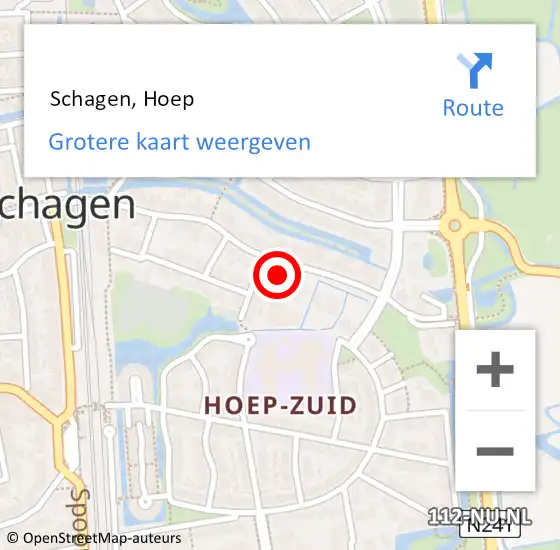 Locatie op kaart van de 112 melding:  Schagen, Hoep op 29 oktober 2023 17:37