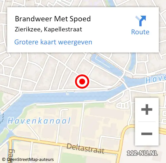 Locatie op kaart van de 112 melding: Brandweer Met Spoed Naar Zierikzee, Kapellestraat op 29 oktober 2023 17:43