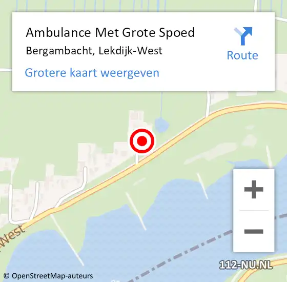 Locatie op kaart van de 112 melding: Ambulance Met Grote Spoed Naar Bergambacht, Lekdijk-West op 29 oktober 2023 17:52