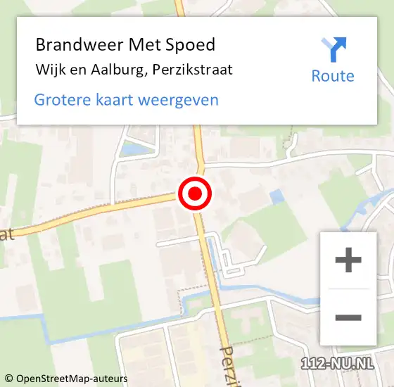 Locatie op kaart van de 112 melding: Brandweer Met Spoed Naar Wijk en Aalburg, Perzikstraat op 29 oktober 2023 17:52