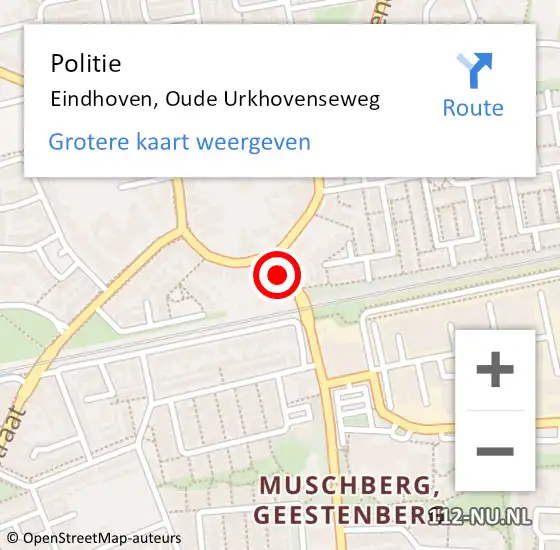 Locatie op kaart van de 112 melding: Politie Eindhoven, Oude Urkhovenseweg op 29 oktober 2023 18:11