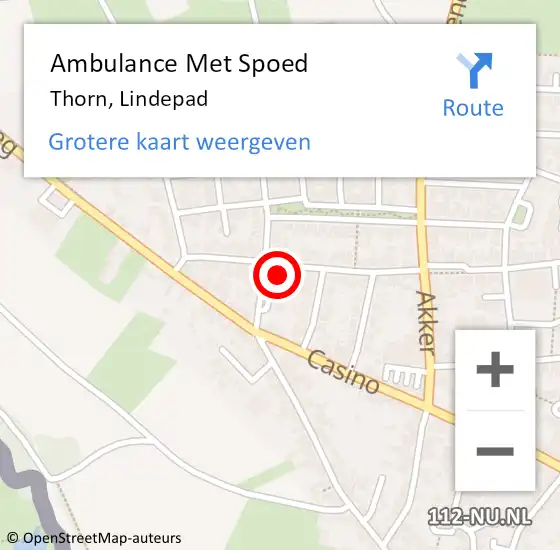 Locatie op kaart van de 112 melding: Ambulance Met Spoed Naar Thorn, Lindepad op 29 oktober 2023 18:16