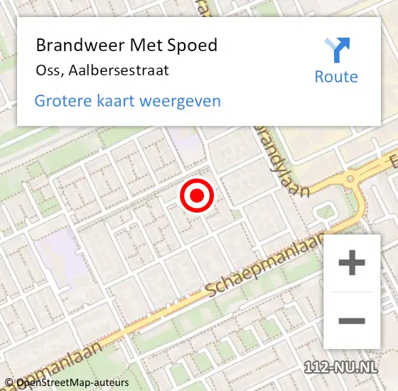 Locatie op kaart van de 112 melding: Brandweer Met Spoed Naar Oss, Aalbersestraat op 29 oktober 2023 19:10