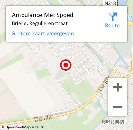 Locatie op kaart van de 112 melding: Ambulance Met Spoed Naar Brielle, Regulierenstraat op 29 oktober 2023 19:14
